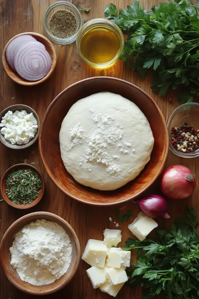 Ingredients for Lebanese Pizza Manakish Dough and Toppings