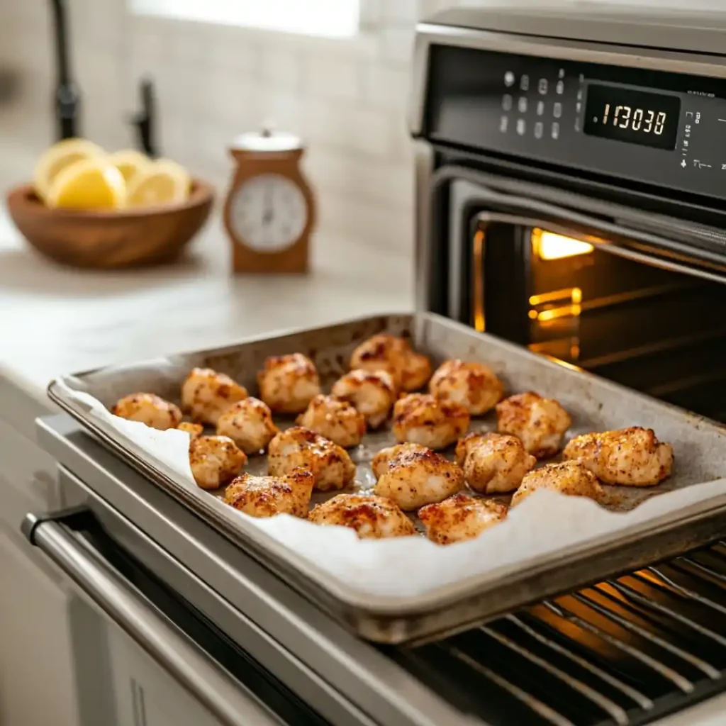 Sprinkling Parsley over Garlic Butter Chicken Bites