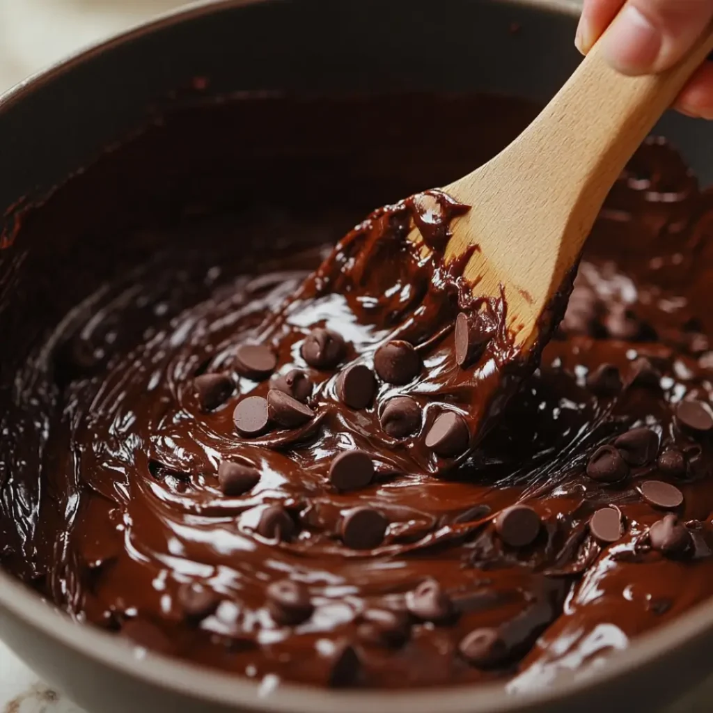 Mixing Chocolate Chips into Brownie Cookie Dough