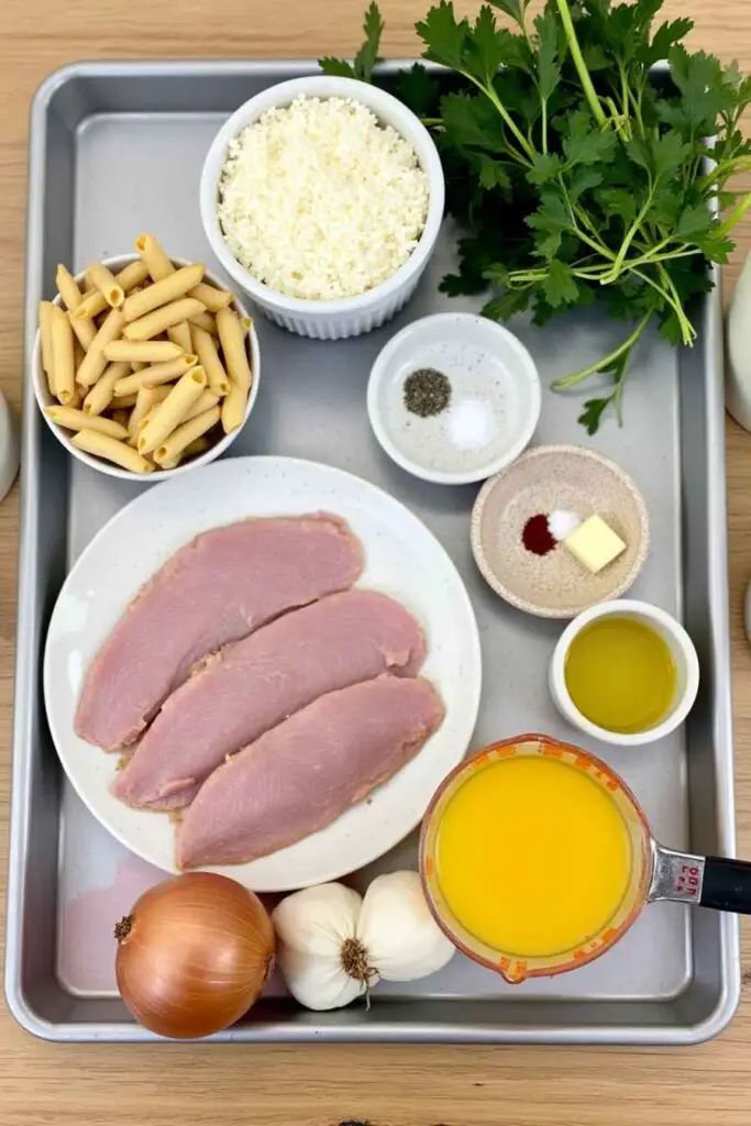 Fresh Ingredients for Garlic Parmesan Chicken Pasta Recipe