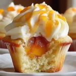 Honey Peach Cream Cheese Cupcake with Fresh Peach Filling