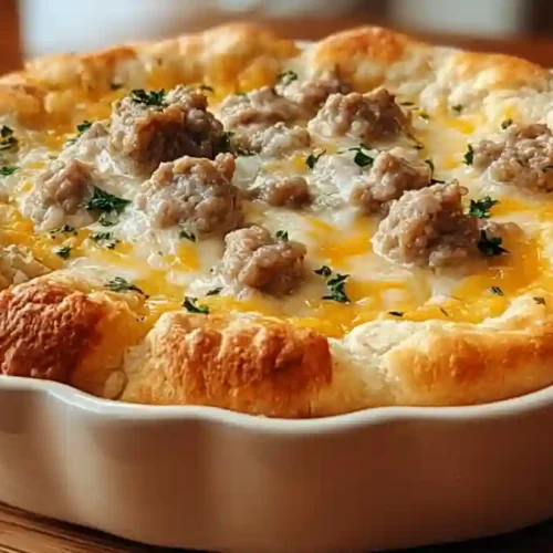 Biscuits and Sausage Gravy Breakfast Pizza