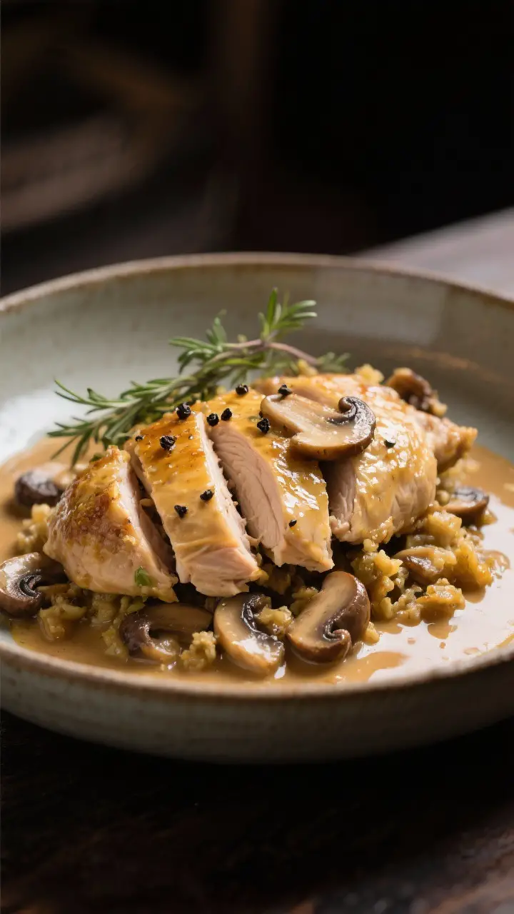 Final dish hero: Restaurant-quality presentation of the “Mushroom Lover’s” variation—slices