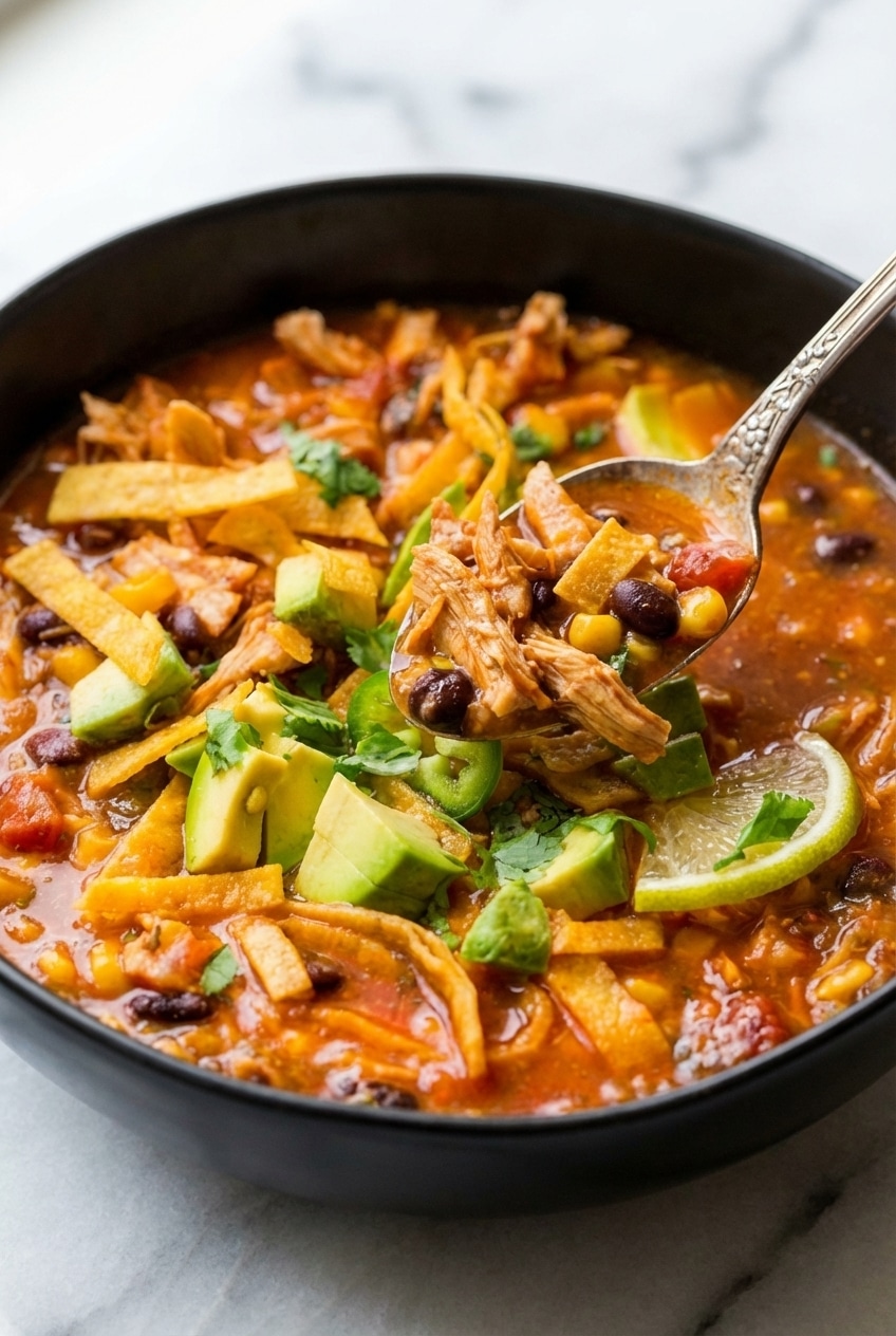 Different heat levels of chili peppers and chipotle in adobo for a tortilla soup recipe, showing prep gaps.