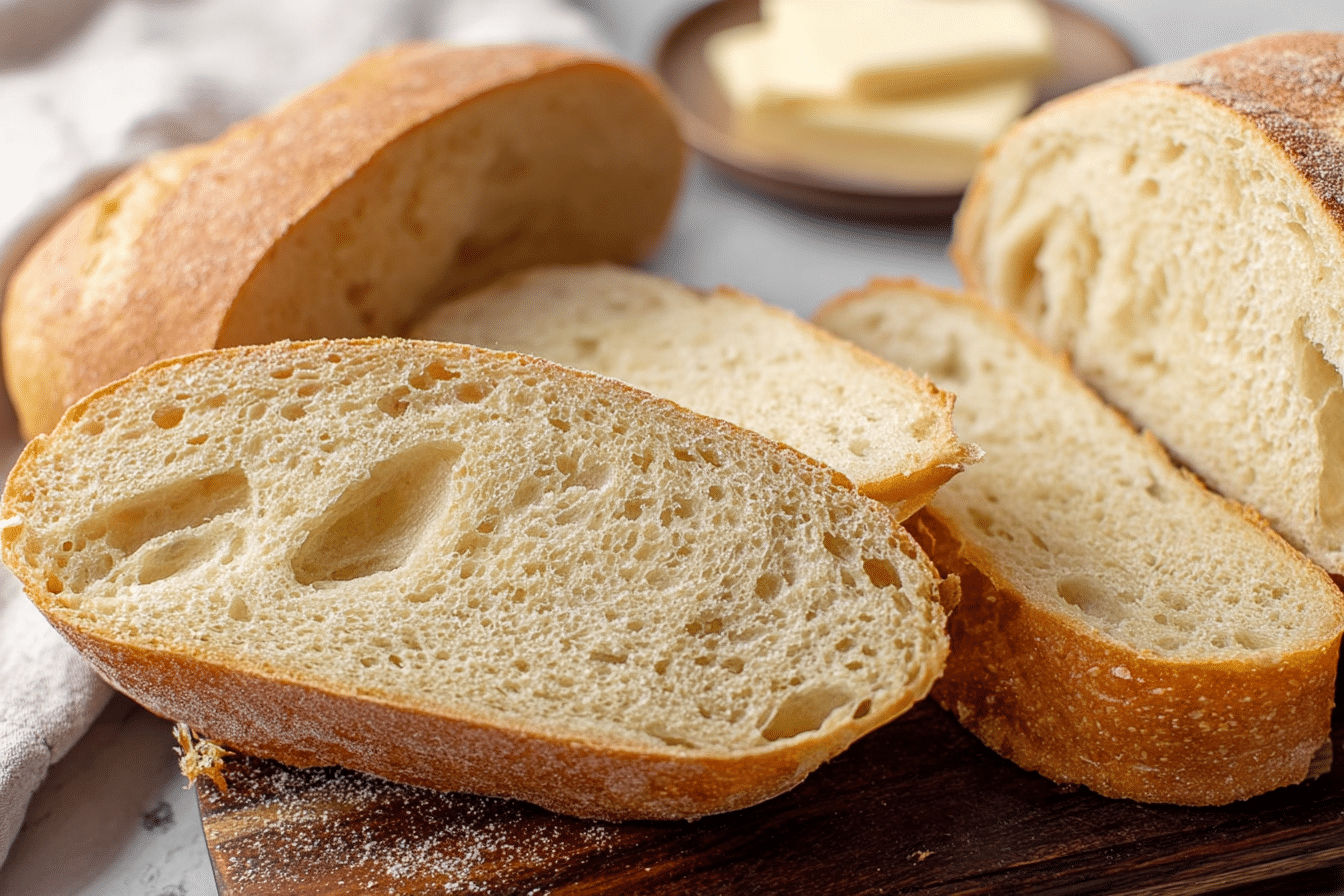 Golden brown french bread recipe loaf with a beautifully blistered crust, achieved through a 24-hour cold ferment.