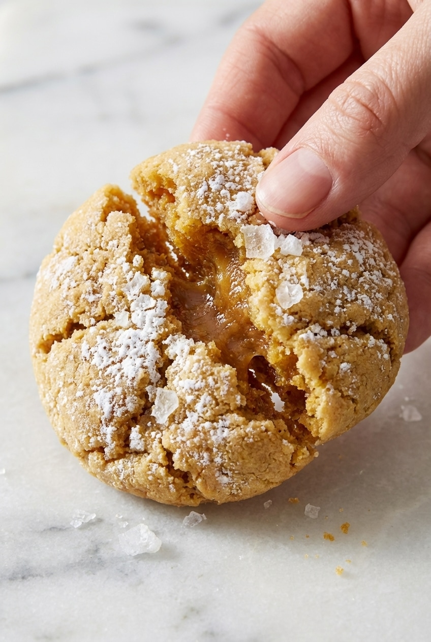 A sheet of unbaked Gooey Butter Cookies dough on parchment paper, showing its sticky consistency before baking.