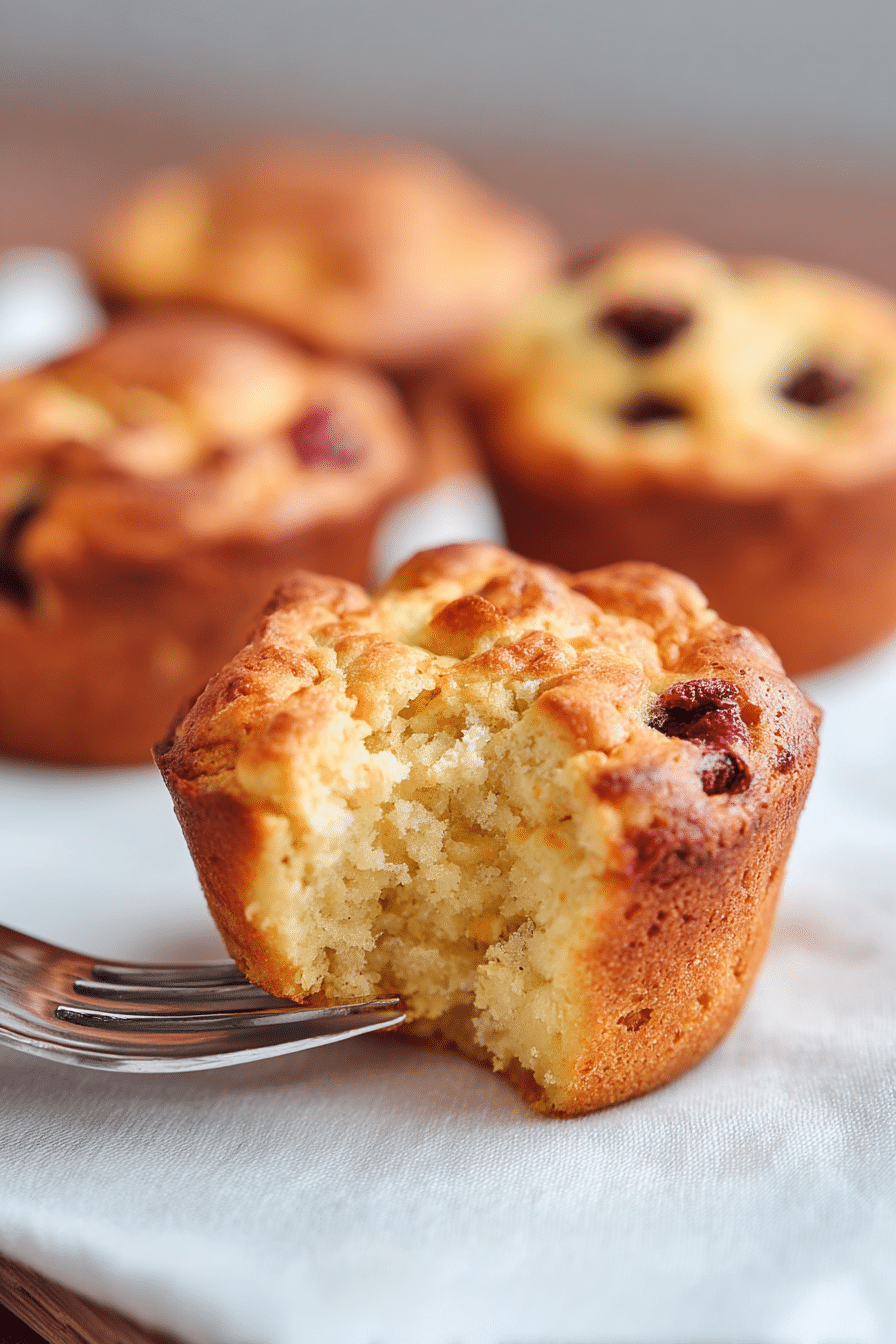 Close-up of the tender interior crumb of a high protein cottage cheese muffin, revealing its moist and delicate texture.