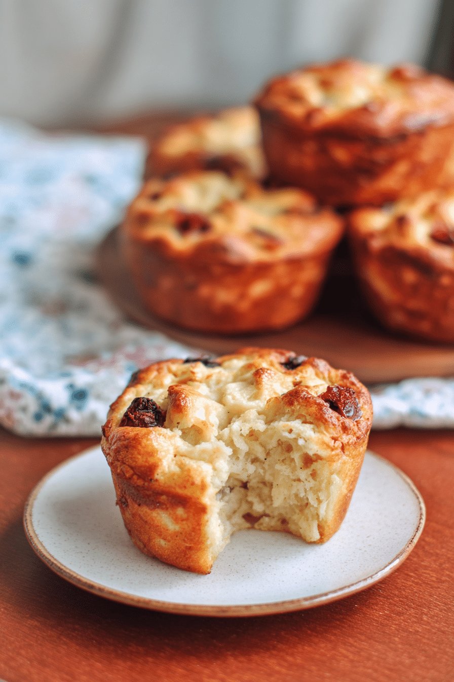 A cozy breakfast scene featuring high protein cottage cheese muffins served on a rustic wooden board with a cup of coffee and fresh berries.
