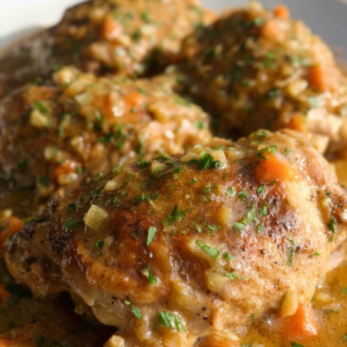 Succulent smothered chicken recipe with a deeply savory gravy, enriched by sautéed tomato paste for a complex, umami flavor.