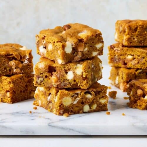 Dense pumpkin blondies made with nutty browned butter and blotted pumpkin for a concentrated, chewy texture.