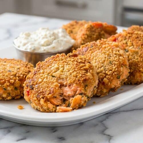 Cracker-crusted salmon patties prepared with the cold-set method for a perfectly firm, golden texture.