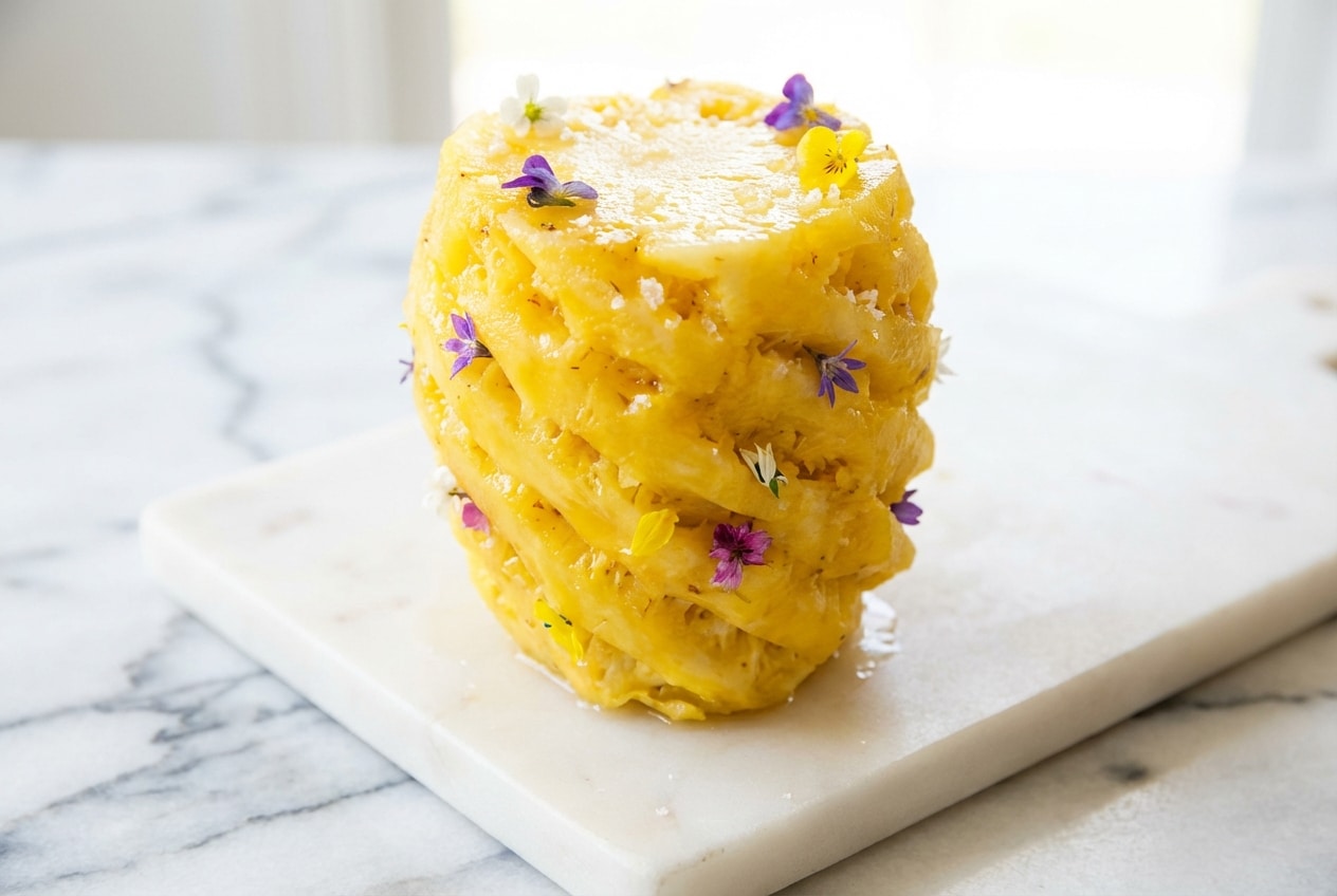 Slices showing how to cut a pineapple after a Saltwater Bloom soak to enhance sweetness.