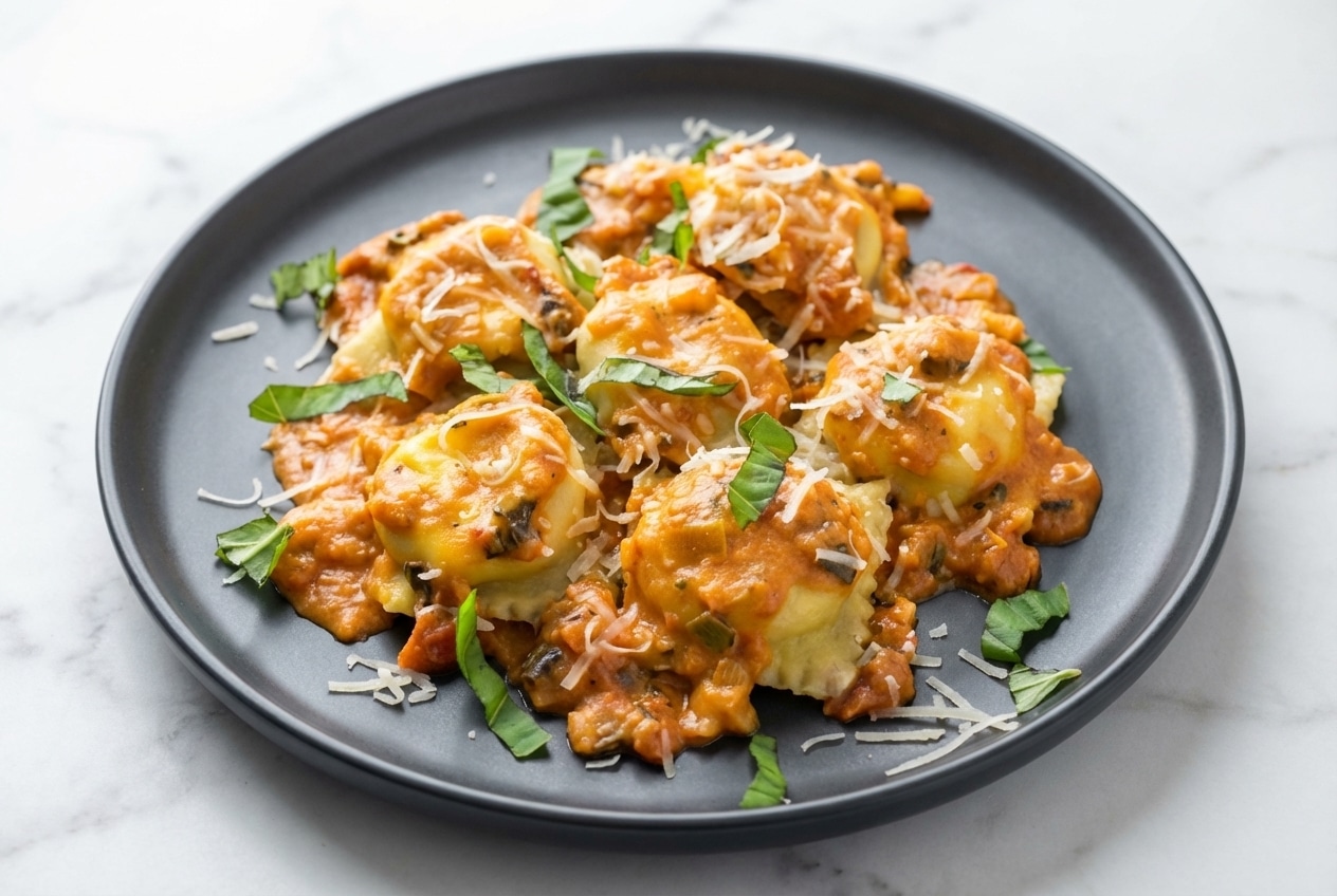 Lobster ravioli recipe featuring saffron-infused golden pasta dough and a rich brown butter sauce.