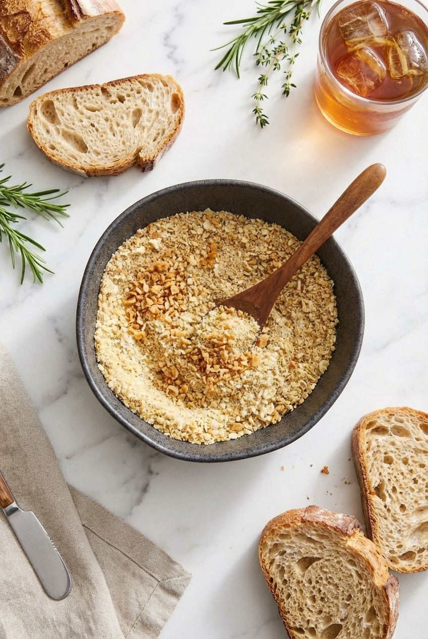 Close-up of the toasted onion soup mix recipe showing the Maillard reaction on the dehydrated flakes.