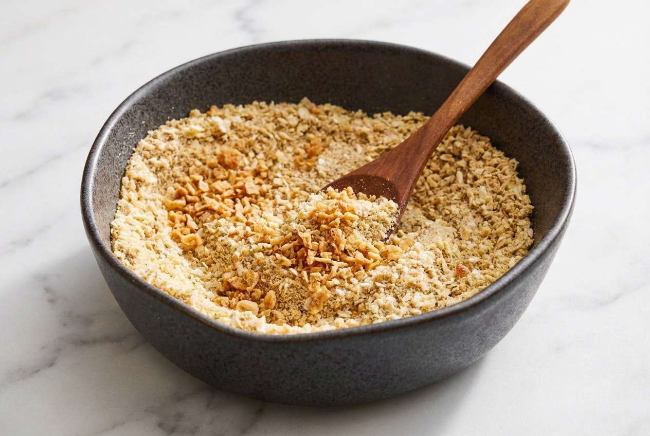 Onion soup mix recipe featuring deep golden toasted onion flakes for a rich umami-boosted flavor.