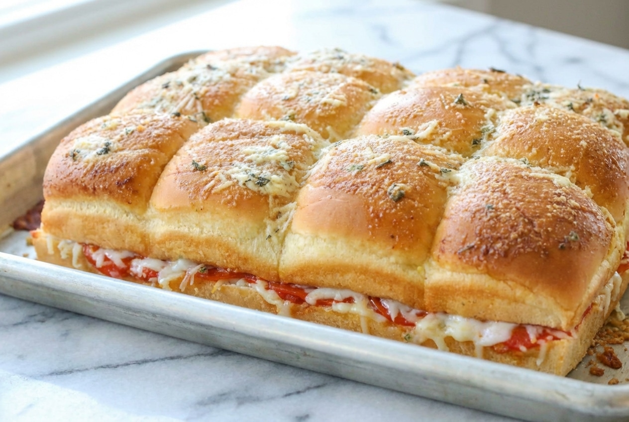 Cheesy pizza sliders hawaiian rolls featuring a moisture barrier for a perfectly crisp, non-soggy crust.