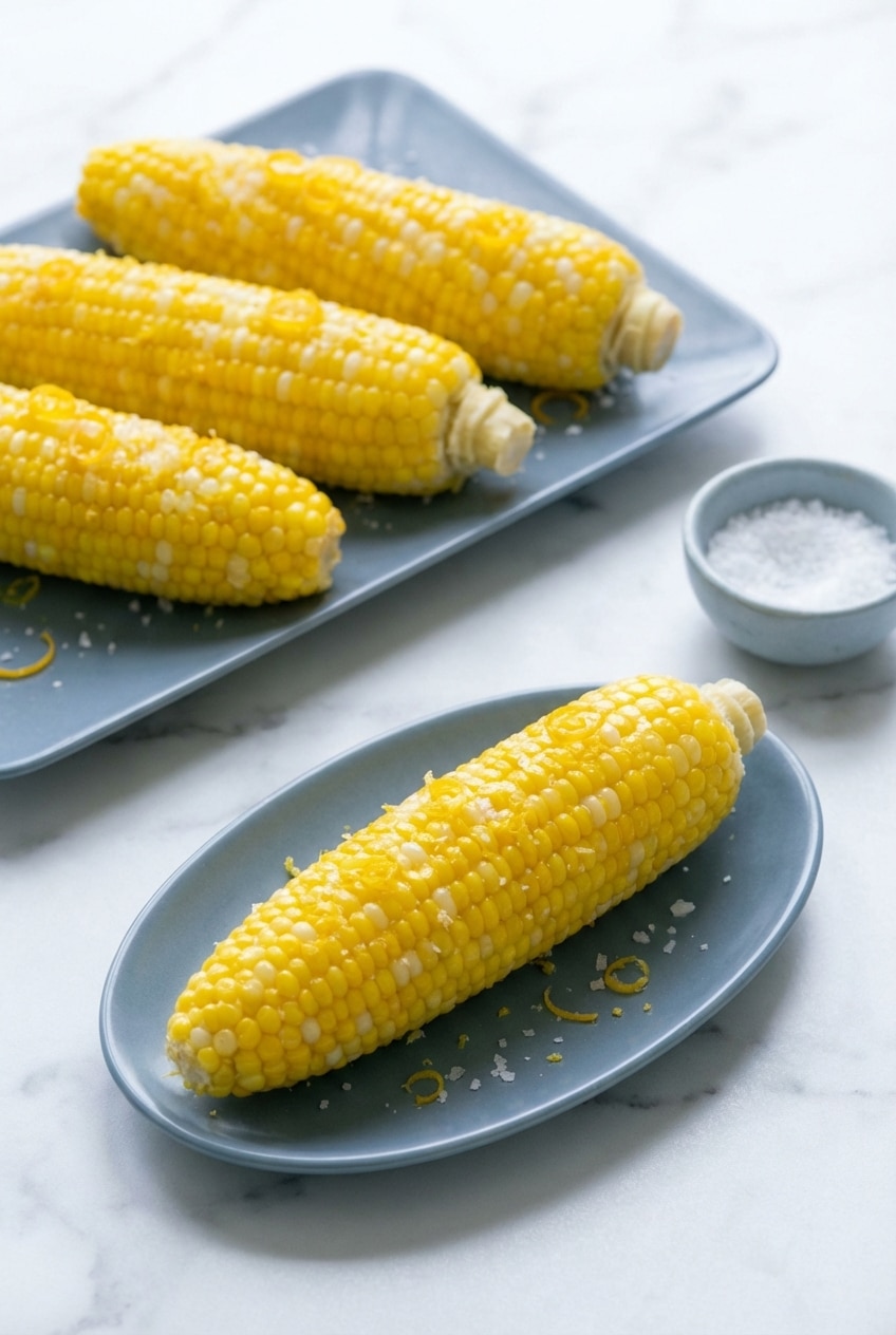 How to cook corn on the cob then store in a container or serve with melted compound butter.