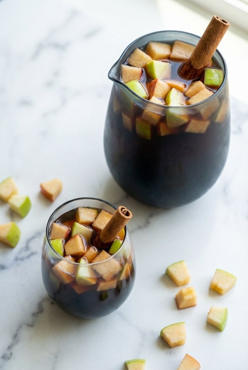 Family friendly sangria served in glasses with fresh mint, ice, and bubbly ginger ale carbonation.