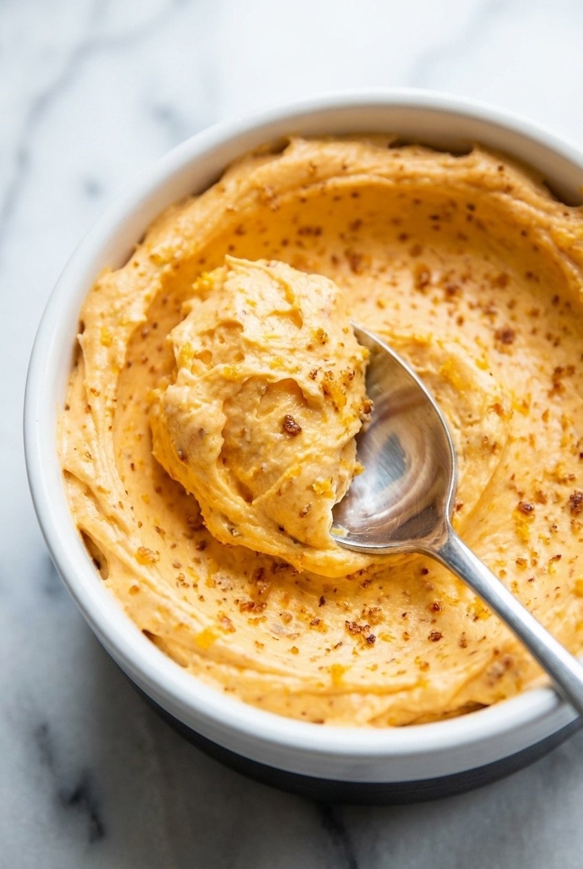 A serving of orange butter recipe melting over warm sourdough toast on a cozy breakfast table.