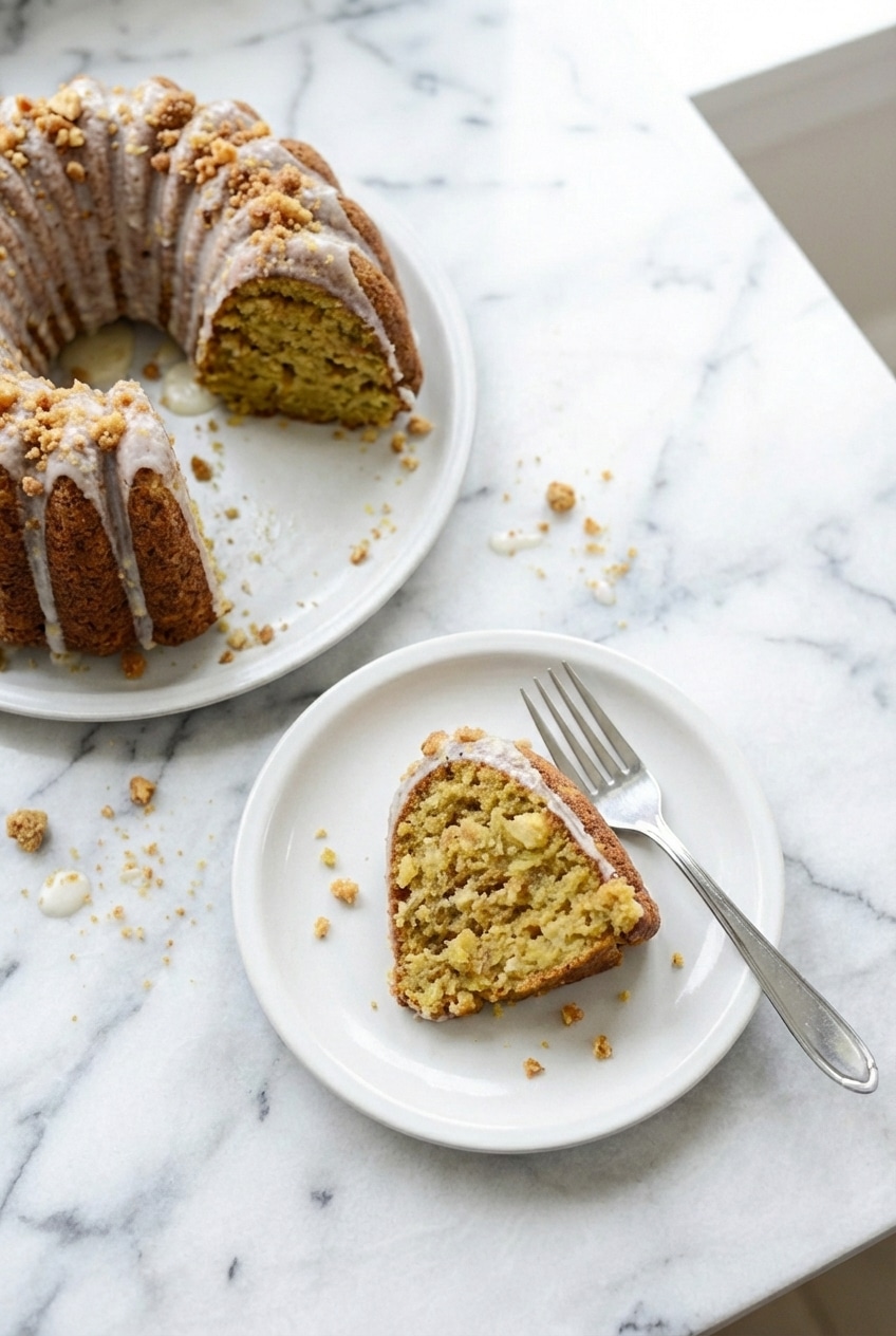 Slices of hawaiian carrot pineapple cake ready to be served on a decorative plate.