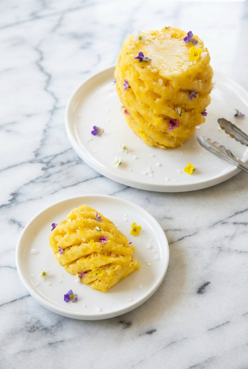 Balanced fruit acids in fresh slices when learning how to cut a pineapple with a soak.