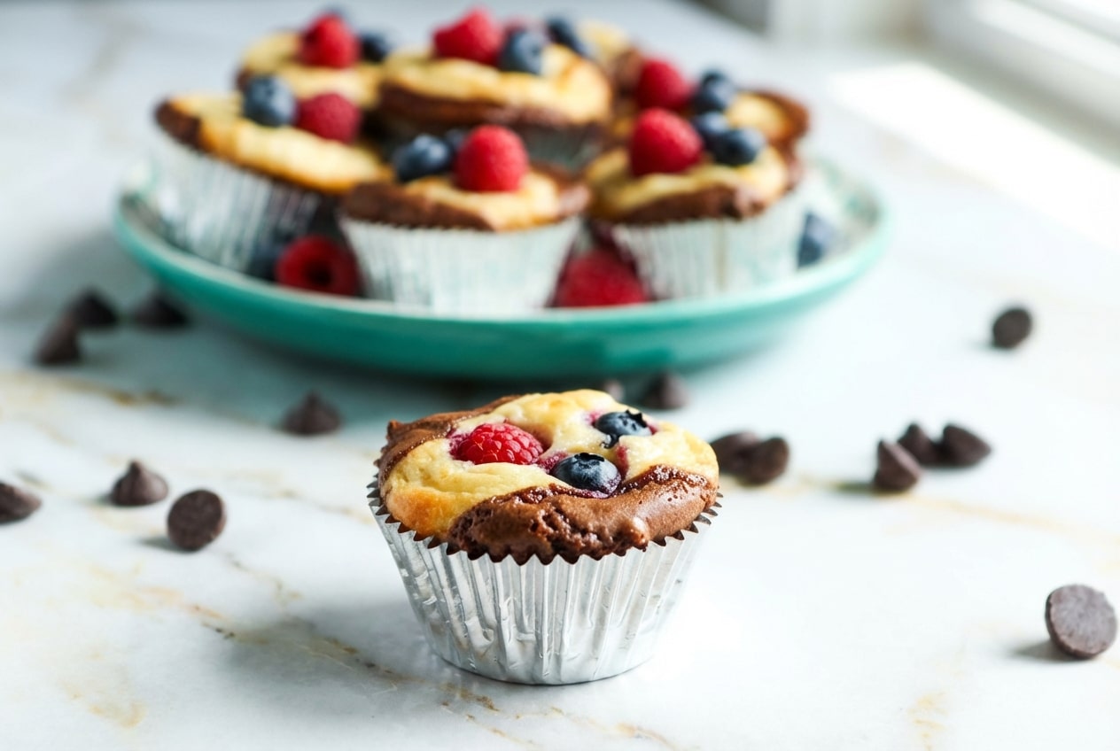 Fudgy blintz brownie bites with a creamy brown butter cheese swirl and fresh lemon zest.