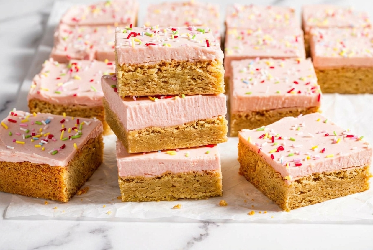 Frosted sugar cookie bars featuring a rich brown butter base and thick Lofthouse style cream cheese frosting.