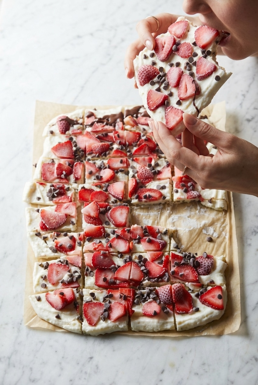 Shards of Chocolate Yogurt Bark in a bowl, perfect for meal prep or a quick gluten-free snack.