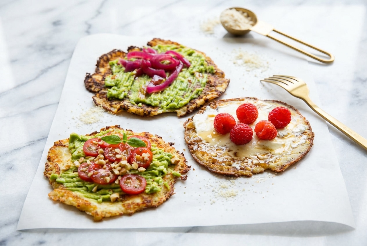 Golden Cottage Cheese Breakfast Rounds on a plate, made thicker with a touch of oat flour blended into the batter.