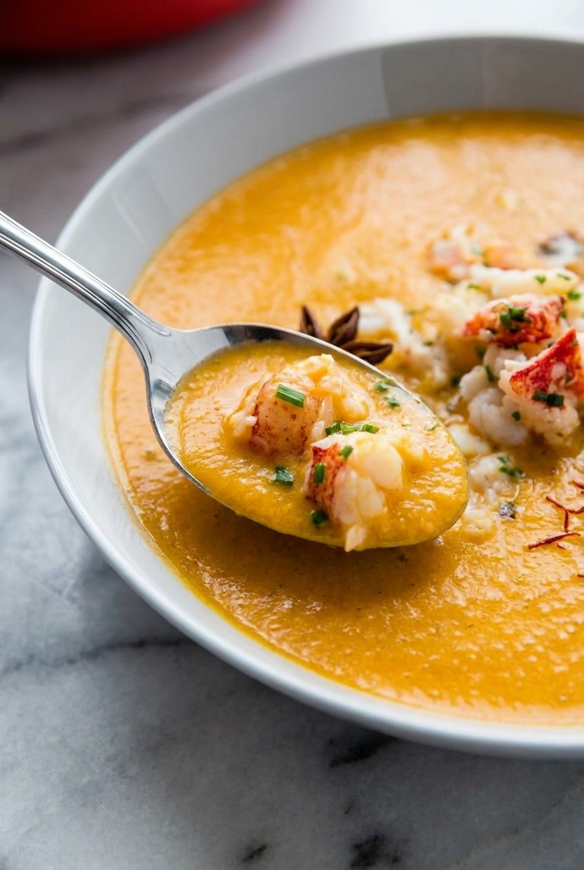 Deglazing lobster shells and mirepoix in a heavy pot for this flavorful lobster bisque recipe base.
