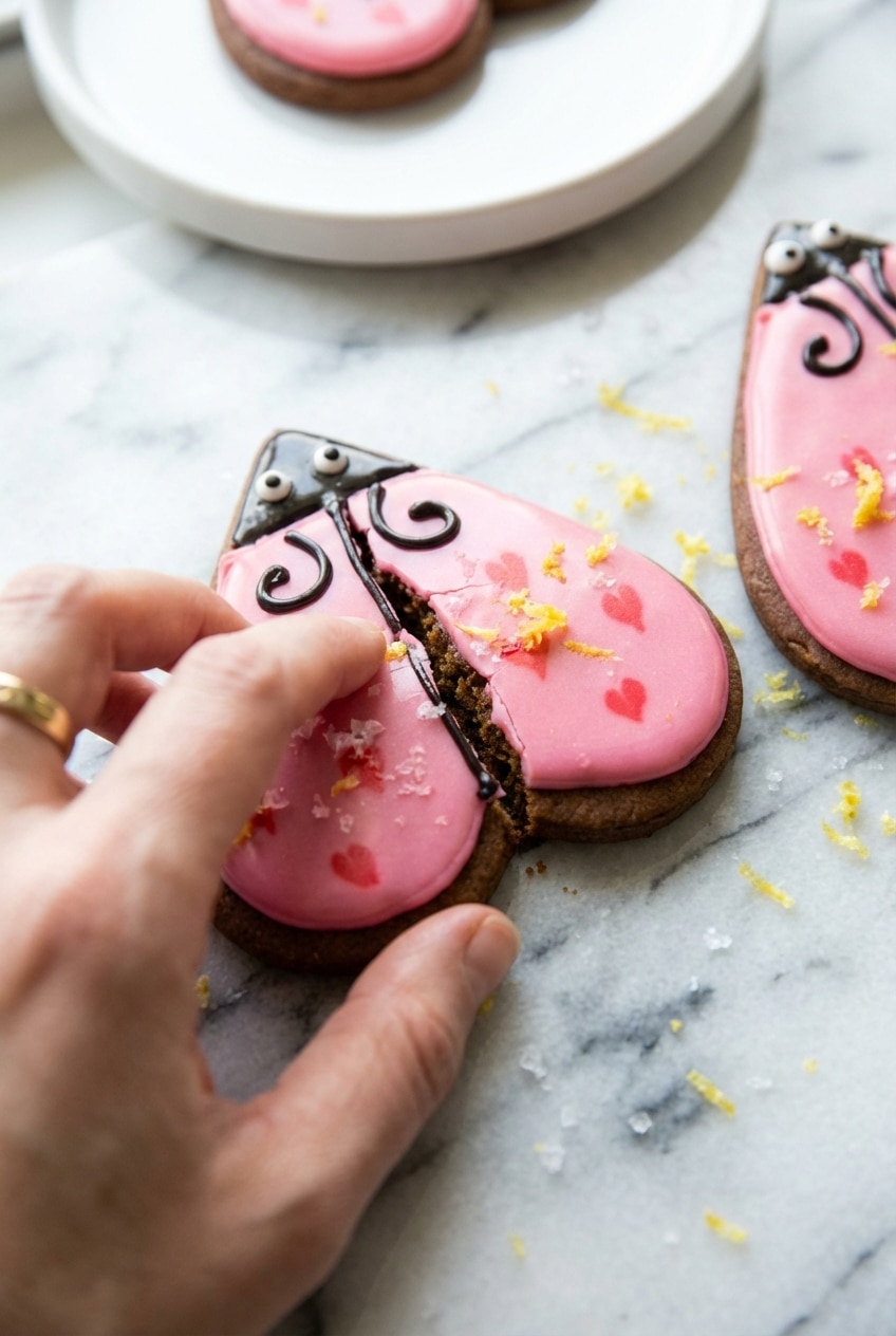 Hands using a piping bag to apply smooth sugar cookie icing to a star-shaped treat.