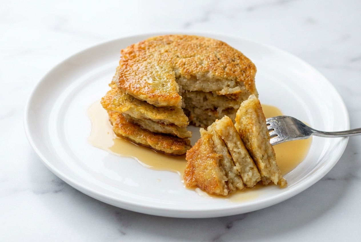 Golden brown german potato pancakes topped with applesauce, featuring an ultra-crispy dual-texture crust and tender center.