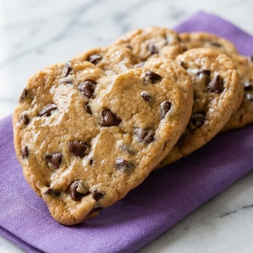 Heart Shaped Chocolate Chip Cookies made with nutty brown butter and aromatic bourbon vanilla for a rich flavor.