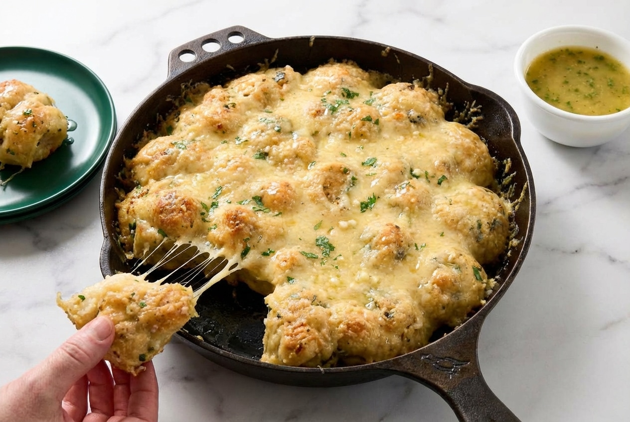 Soft, twisted garlic knots glazed with honey-infused butter and topped with fresh green parsley.