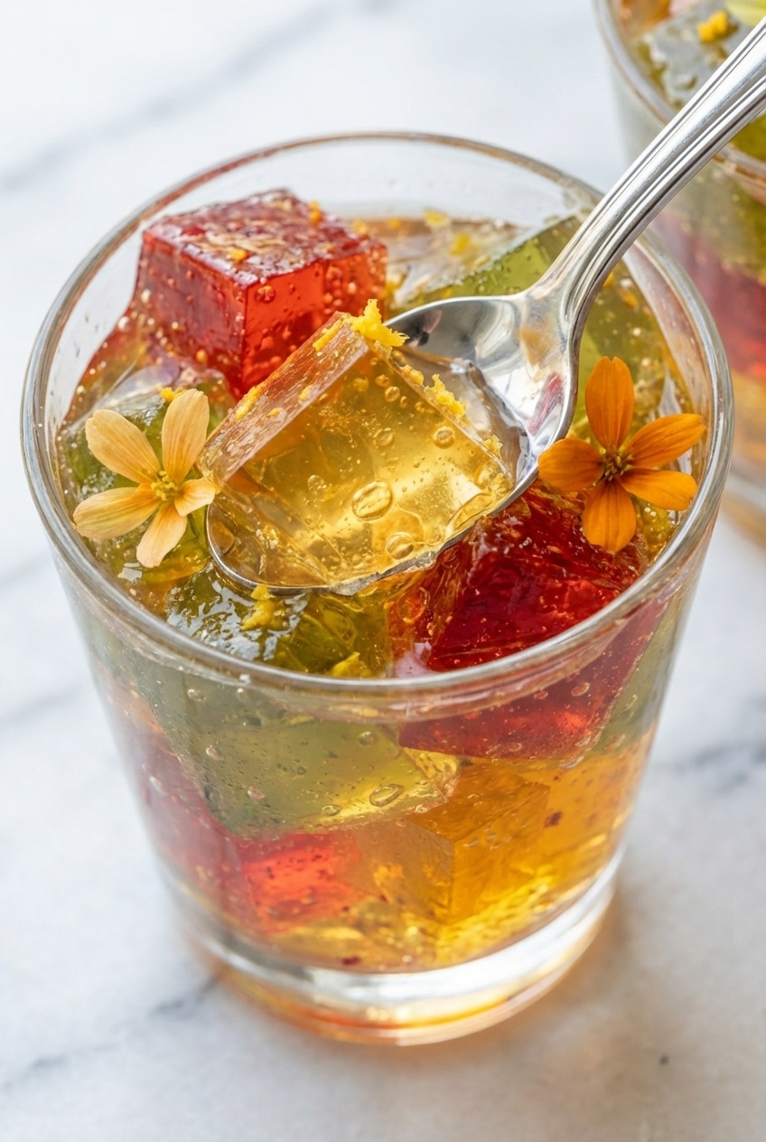 Close-up of the jillian michaels gelatin recipe showing the smooth, firm texture created by the synergistic bloom science.