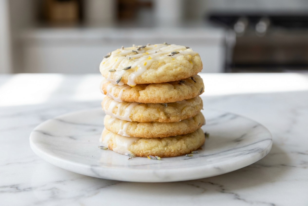 Golden Lemon Lavender Cookies enriched with aromatic honey-infused brown butter.