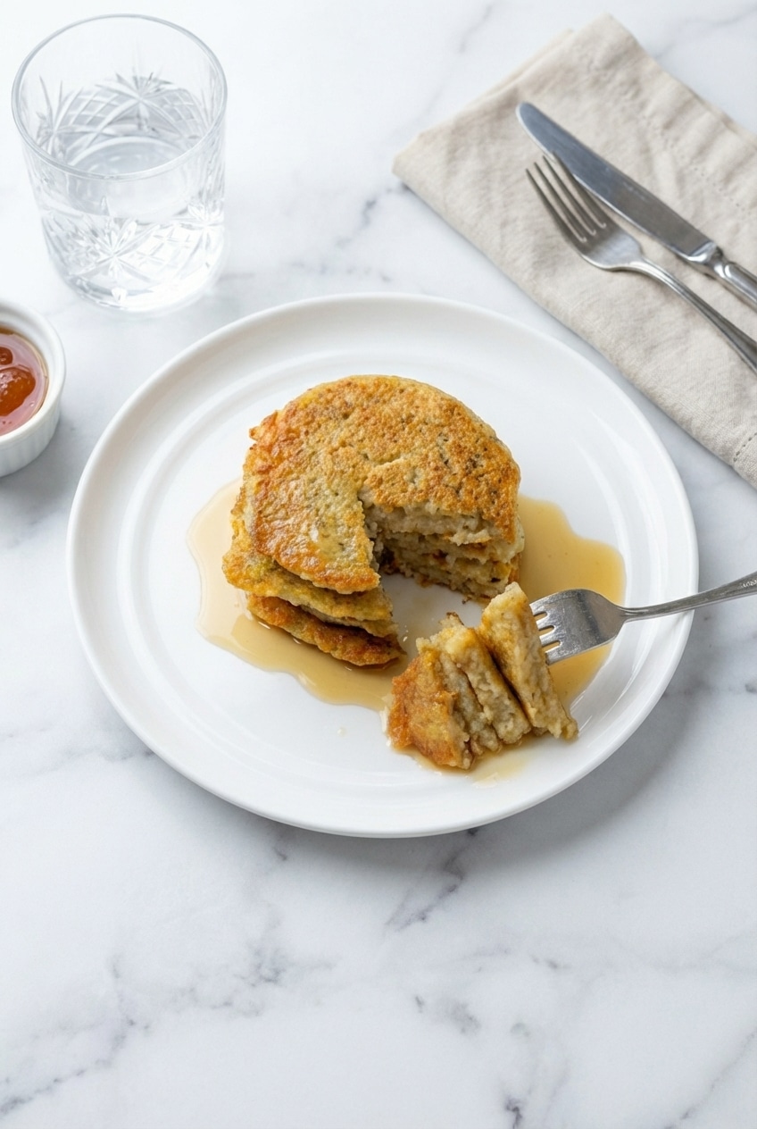 Rustic table setting featuring hot german potato pancakes served alongside bowls of sweet applesauce and rich sour cream.