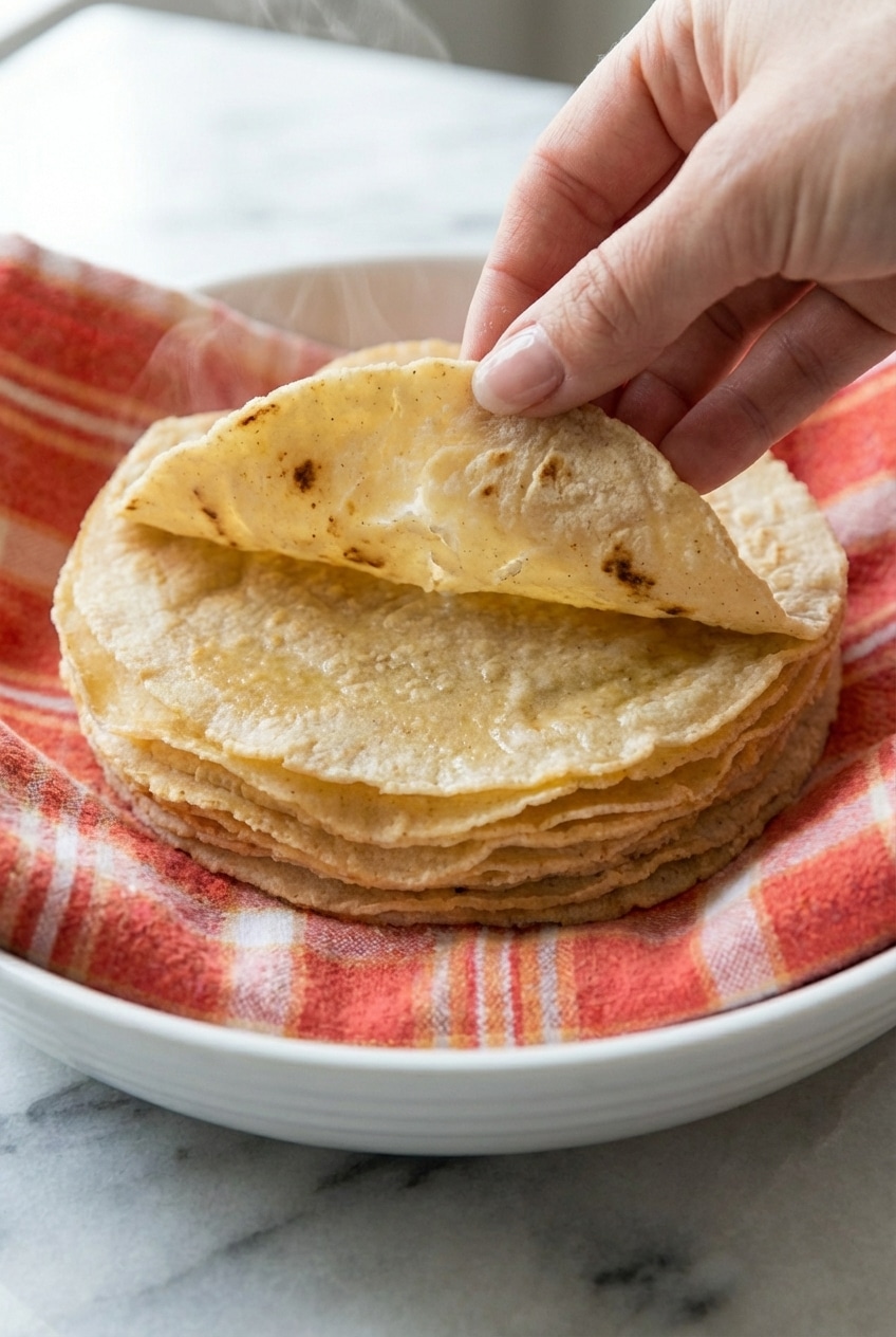 Using a tortilla press and parchment paper to shape corn tortillas into perfect, thin, even rounds.