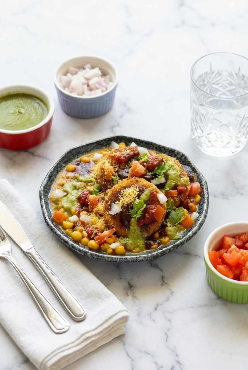 Ragda patties recipe served in individual bowls, showing the tender aloo tikki submerged in savory ragda.