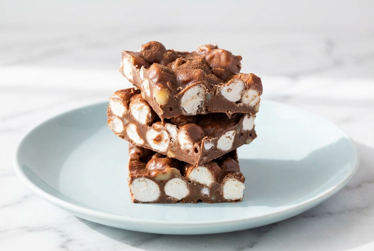 Rich rocky road fudge squares infused with nutty brown butter and bold espresso, topped with fluffy marshmallows.