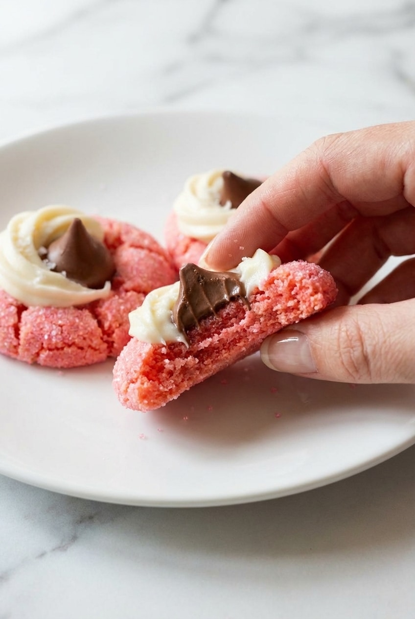 Strawberry Kiss cookies secrets for the perfect fudgy texture