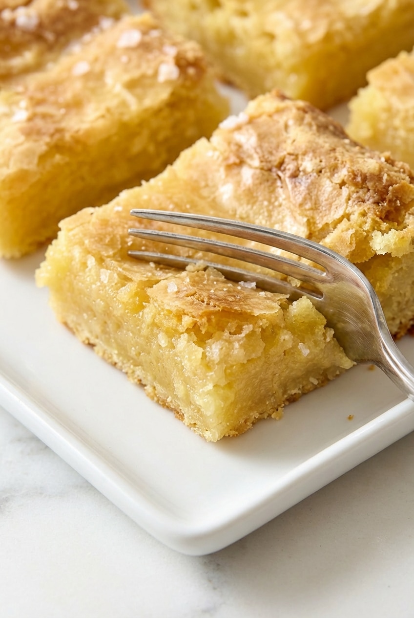 A platter of neiman marcus cake squares arranged for a family gathering or holiday party.