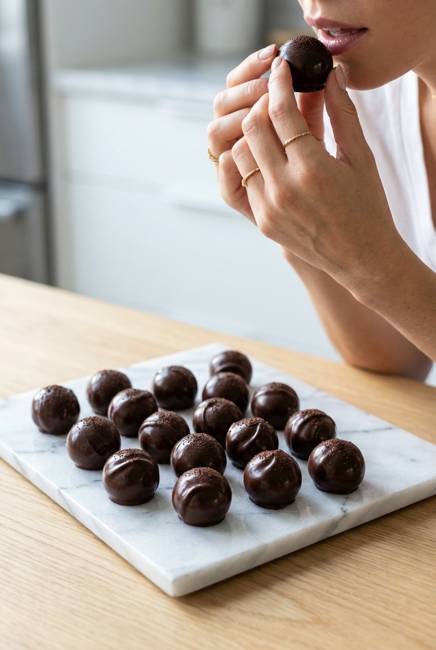 A beautiful arrangement of espresso-infused chocolate candy recipes on a serving platter, ready for gifting.