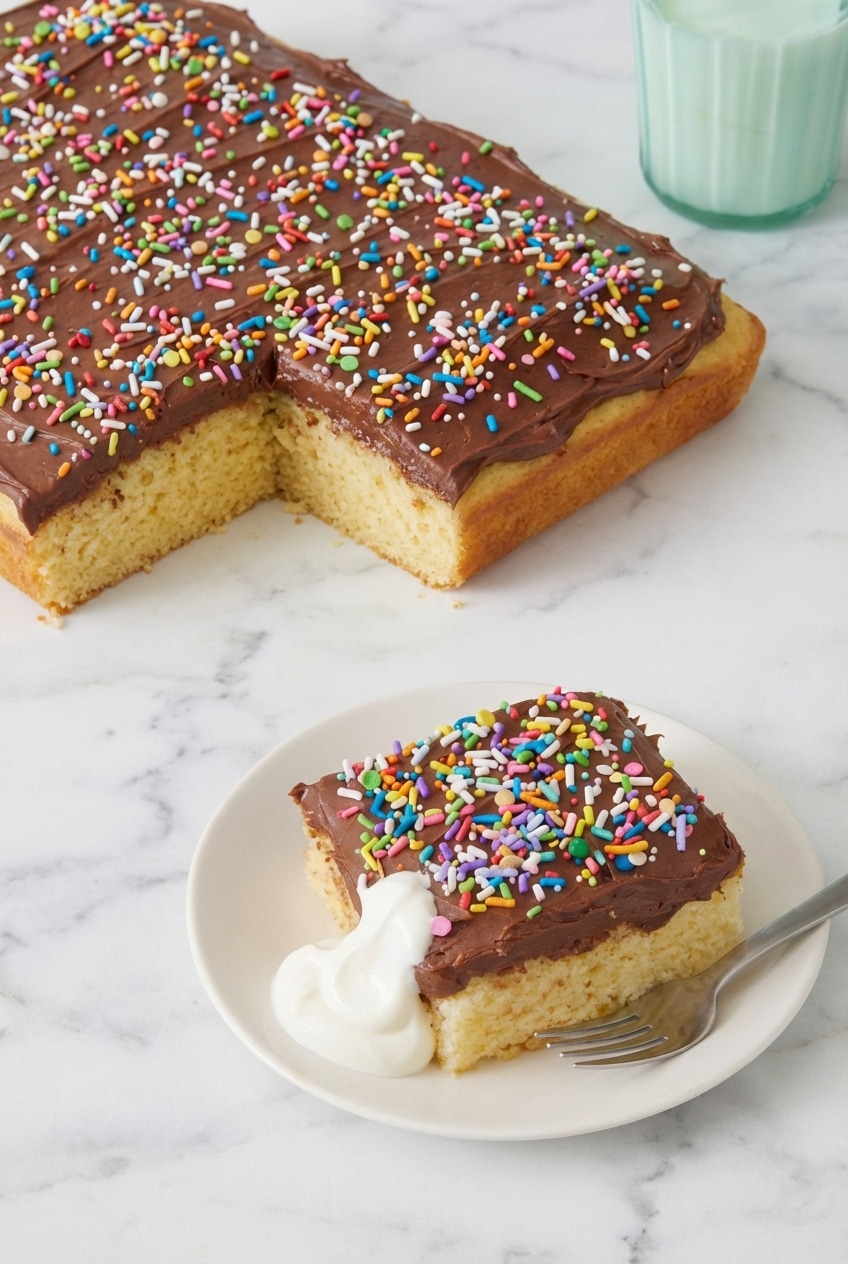 Close-up of the tender crumb structure in a sliced yellow cake made using the creaming method.