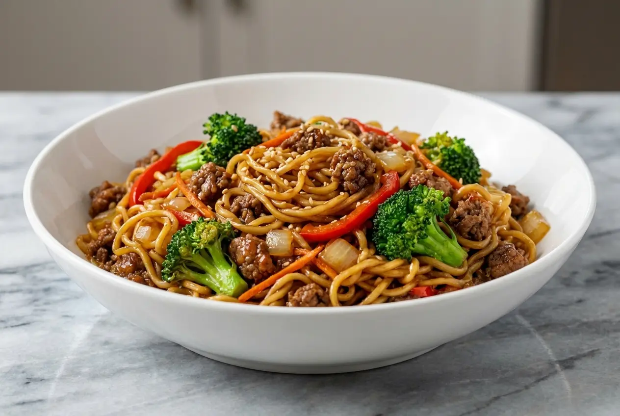 Beef and broccoli ramen stir fry with a rich oyster sauce and dark soy depth hack for glossy, savory noodles.