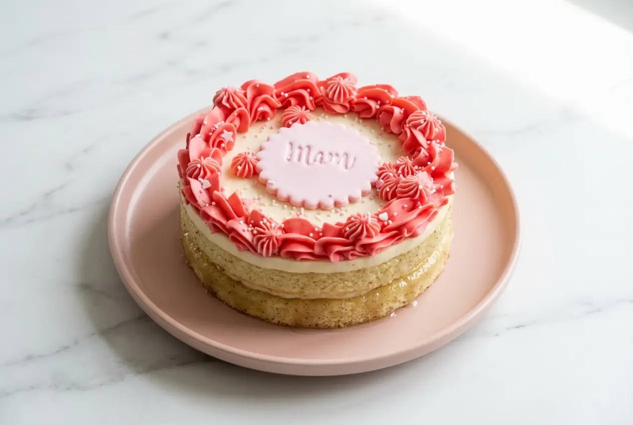 Frosted Bento Cake Recipe made from sheet-pan cake layers punched with a cookie cutter and brushed with sweet simple syrup.