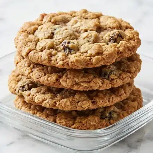 A stack of chewy brown butter and toasted oats cookies on a wire rack for this ultimate Oatmeal Cookies Recipe.
