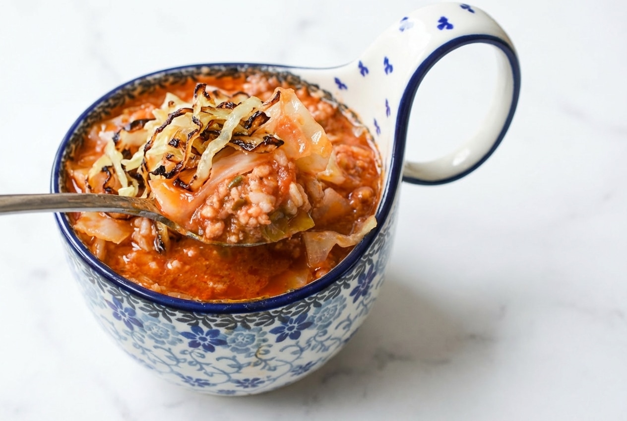 Hearty Golumpki Soup featuring caramelized Maillard-cabbage for deep, savory flavor.