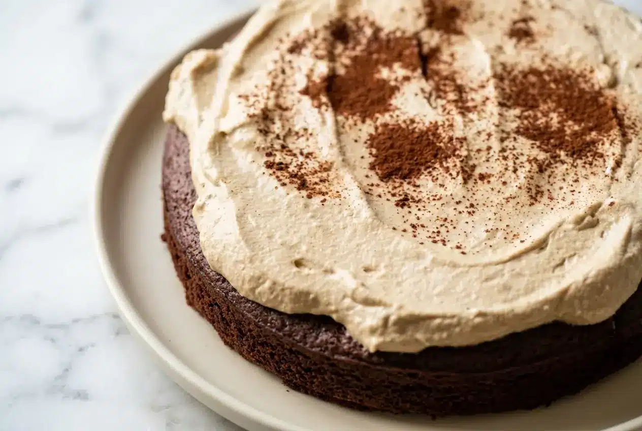 Fudgy Dalgona Coffee Brownies with a rich brown butter base, topped with a thick, stabilized mascarpone whipped coffee layer.