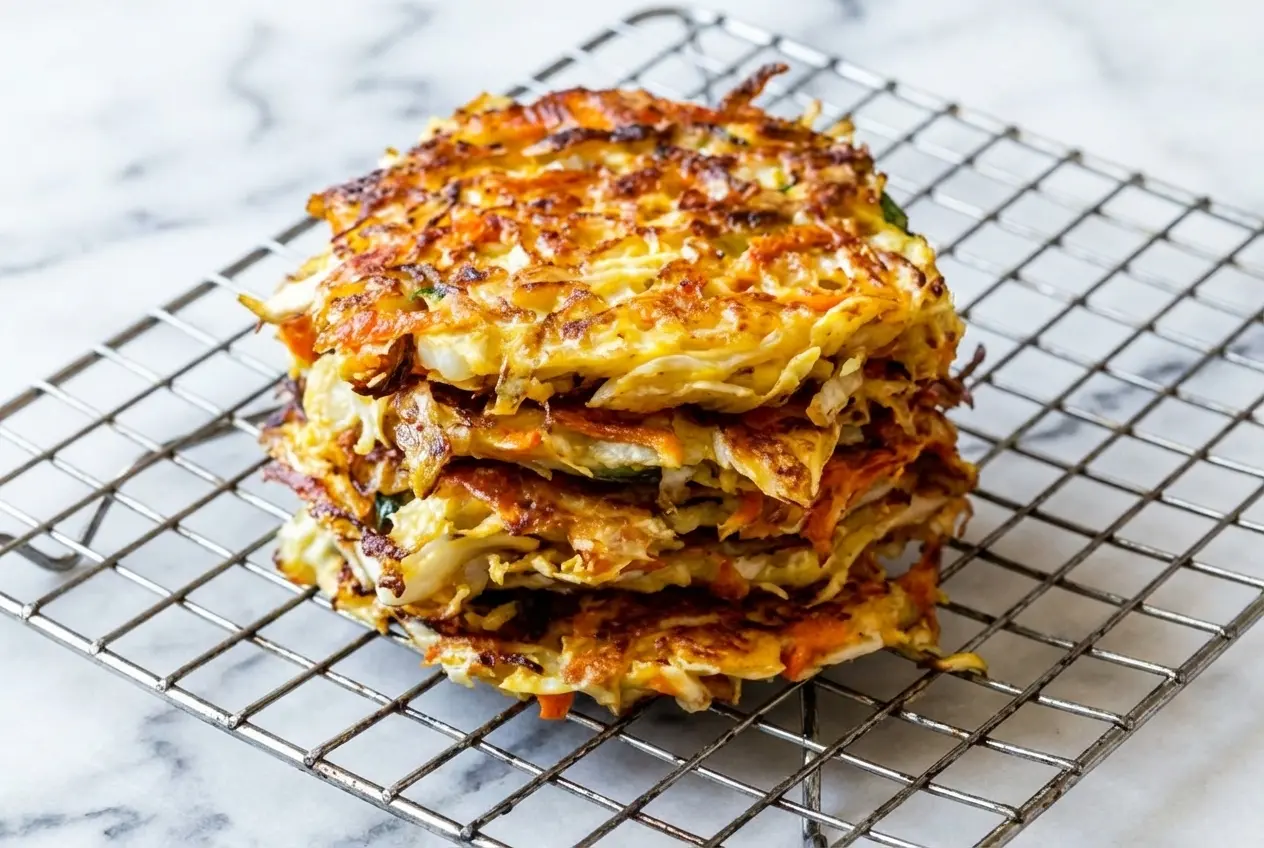 Golden brown Cabbage Fritters made with squeezed shredded cabbage and a soy-infused cornstarch batter for ultimate crunch.